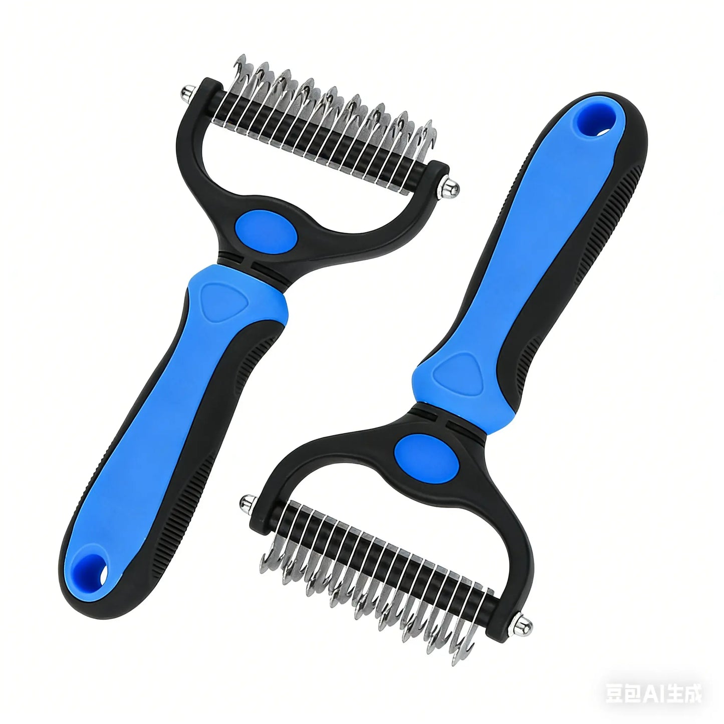 Pain-Free Dematting Undercoat Rake and Double-Sided Shedding Brush for Pets - Effective Tangle Removal Tool for Dogs and Cats, Reduces Loose Hair and Mats Effortlessly