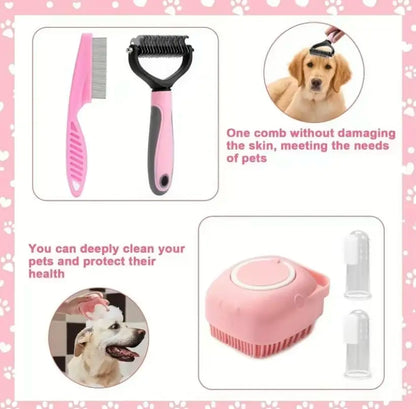 8-In-1 Professional Pet Grooming Kit for Dogs and Cats - Comprehensive Brush Set with Dematting Comb, Slicker Brush, and Nail Clipper for a Tangle-Free, Shiny Coat