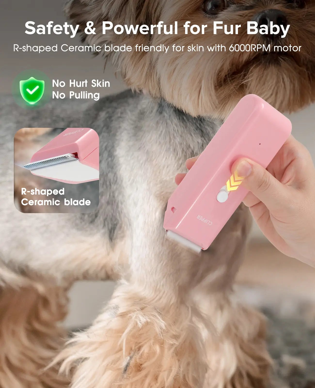 Professional Cordless Pet Clippers for Dog and Cat Grooming - Low Noise, Rechargeable, with Ceramic Blade for Matted and Long Hair