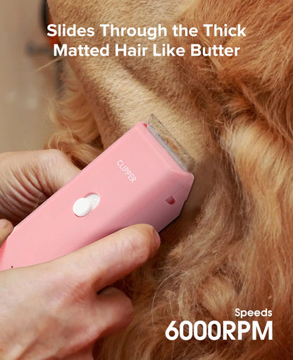Professional Cordless Pet Clippers for Dog and Cat Grooming - Low Noise, Rechargeable, with Ceramic Blade for Matted and Long Hair