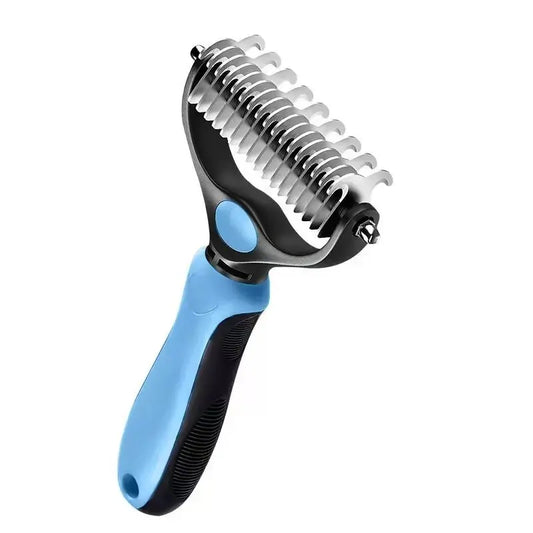 Pain-Free Dematting Undercoat Rake and Double-Sided Shedding Brush for Pets - Effective Tangle Removal Tool for Dogs and Cats, Reduces Loose Hair and Mats Effortlessly
