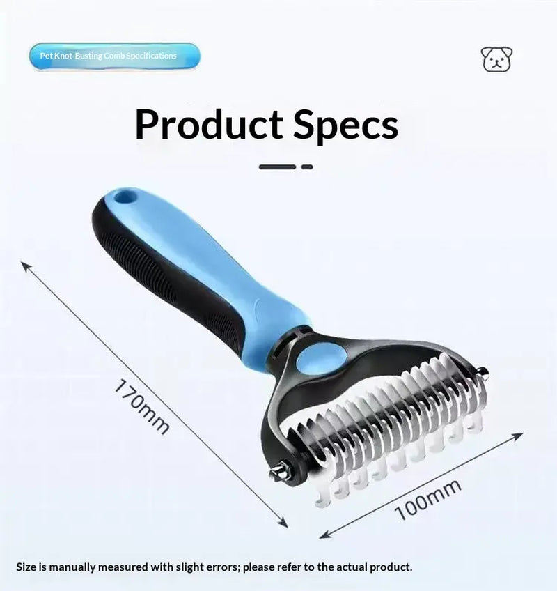 Pain-Free Dematting Undercoat Rake and Double-Sided Shedding Brush for Pets - Effective Tangle Removal Tool for Dogs and Cats, Reduces Loose Hair and Mats Effortlessly