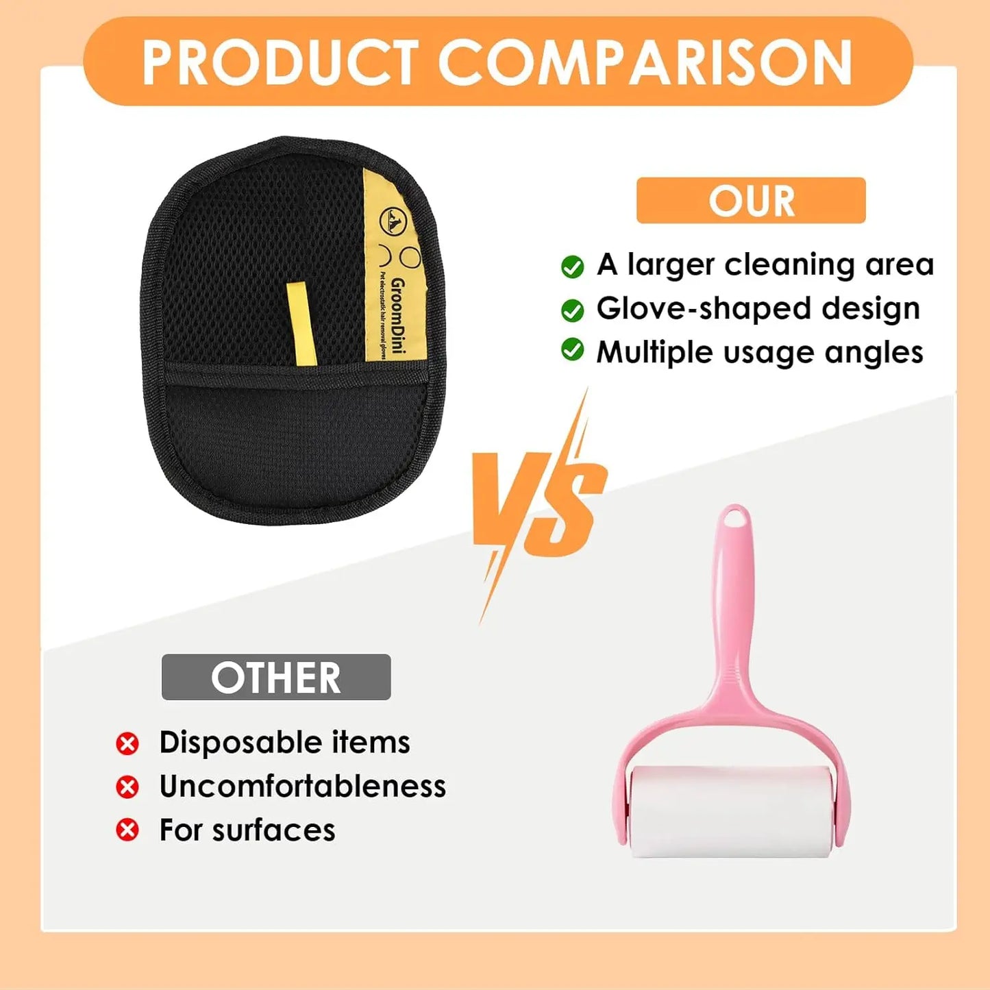 Pet Hair Remover Electrostatic Gloves - Two-Way Brush and Sticky Hair Removal Tool for Couches, Carpets, and Car Seats - Portable Grooming Solution for Home Cleaning (2 Pack)