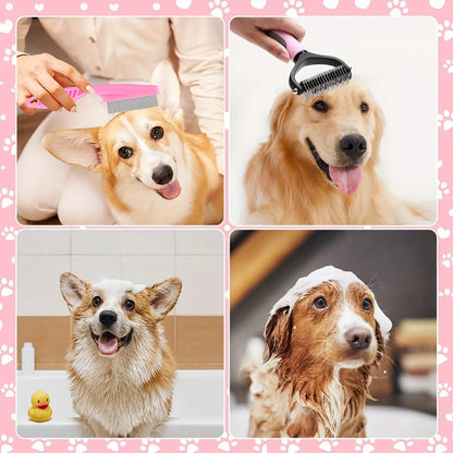 8-In-1 Professional Pet Grooming Kit for Dogs and Cats - Comprehensive Brush Set with Dematting Comb, Slicker Brush, and Nail Clipper for a Tangle-Free, Shiny Coat