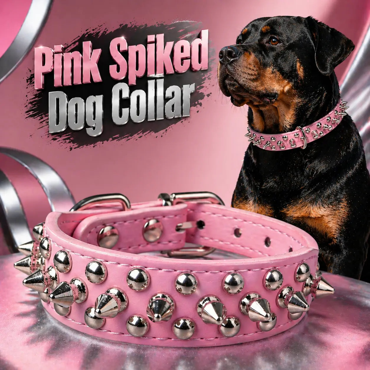 Dog Collar | Spiked Anti-Bite Punk Collar for Medium & Large Dogs | Heavy-Duty & Durable Pet Neck Ring | Cool Design for Doberman, Pitbull, German Shepherd | Fashion Statement for Dogs & Cats