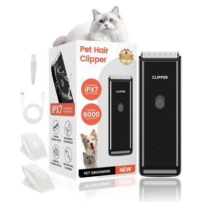 Professional Cordless Pet Clippers for Dog and Cat Grooming - Low Noise, Rechargeable, with Ceramic Blade for Matted and Long Hair