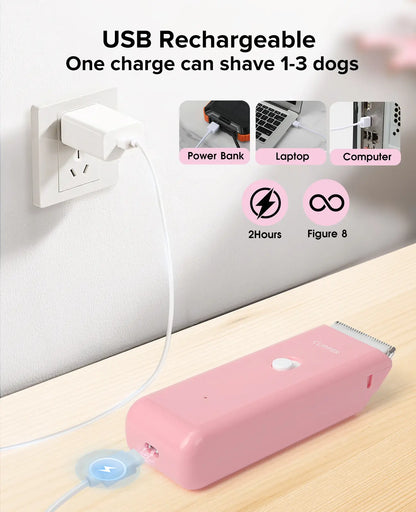 Professional Cordless Pet Clippers for Dog and Cat Grooming - Low Noise, Rechargeable, with Ceramic Blade for Matted and Long Hair