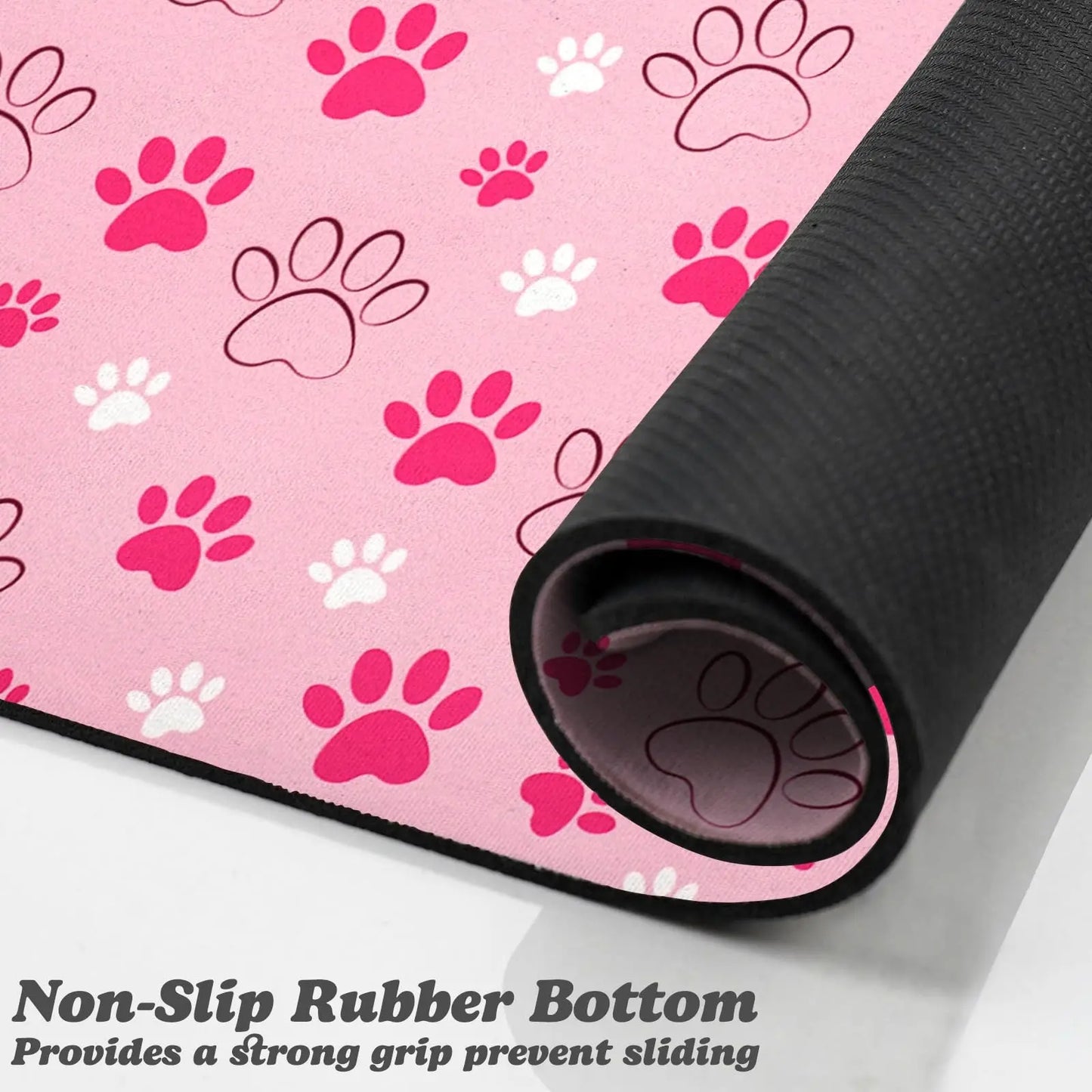 Quick-Drying Absorbent Pet Feeding Mat with Paw Design for Dogs and Cats, Non-Slip Rubber Base, Dark Polyester Surface for Indoor Use
