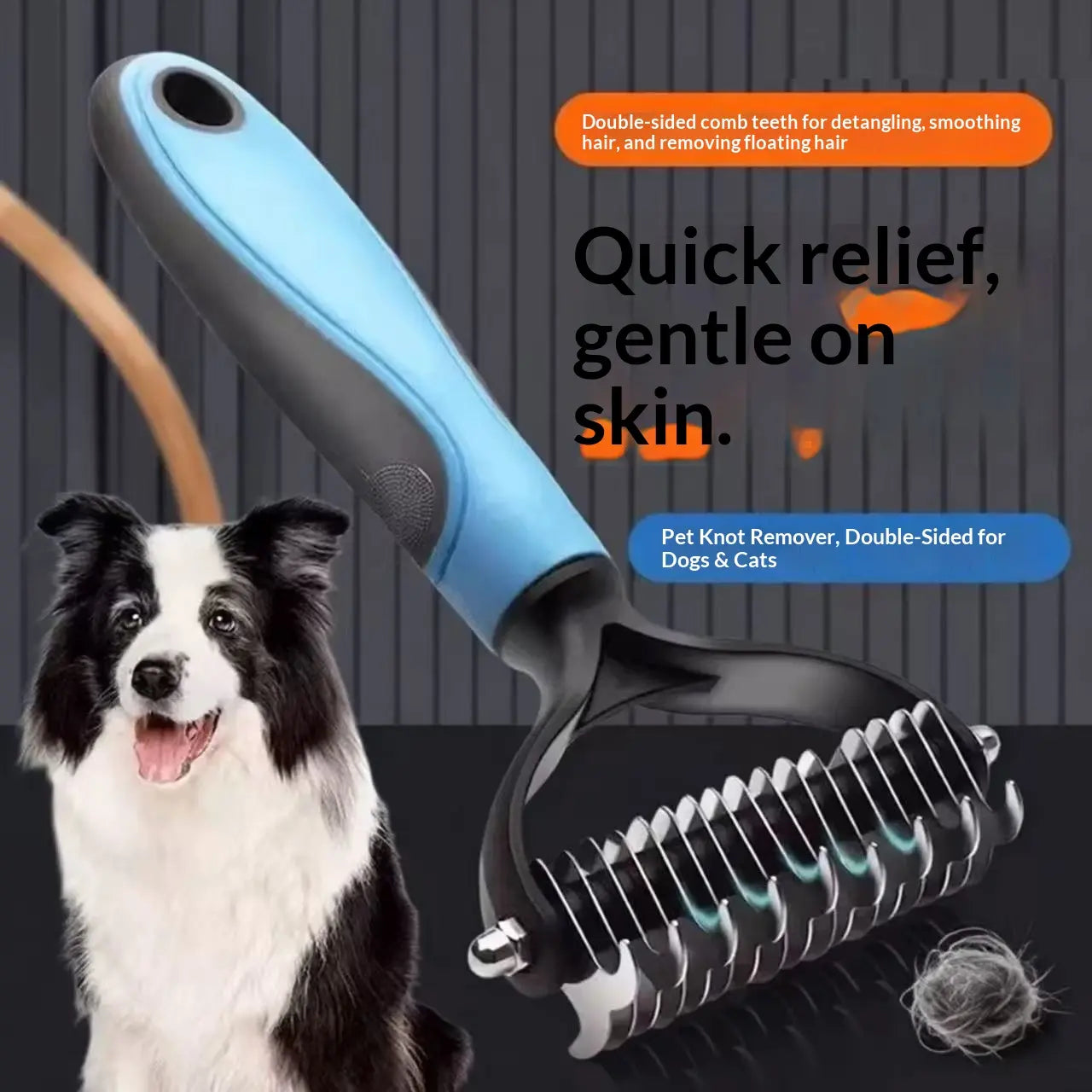 Pain-Free Dematting Undercoat Rake and Double-Sided Shedding Brush for Pets - Effective Tangle Removal Tool for Dogs and Cats, Reduces Loose Hair and Mats Effortlessly
