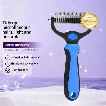 Pain-Free Dematting Undercoat Rake and Double-Sided Shedding Brush for Pets - Effective Tangle Removal Tool for Dogs and Cats, Reduces Loose Hair and Mats Effortlessly
