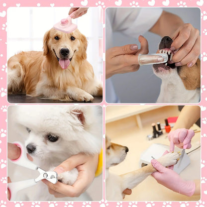 8-In-1 Professional Pet Grooming Kit for Dogs and Cats - Comprehensive Brush Set with Dematting Comb, Slicker Brush, and Nail Clipper for a Tangle-Free, Shiny Coat