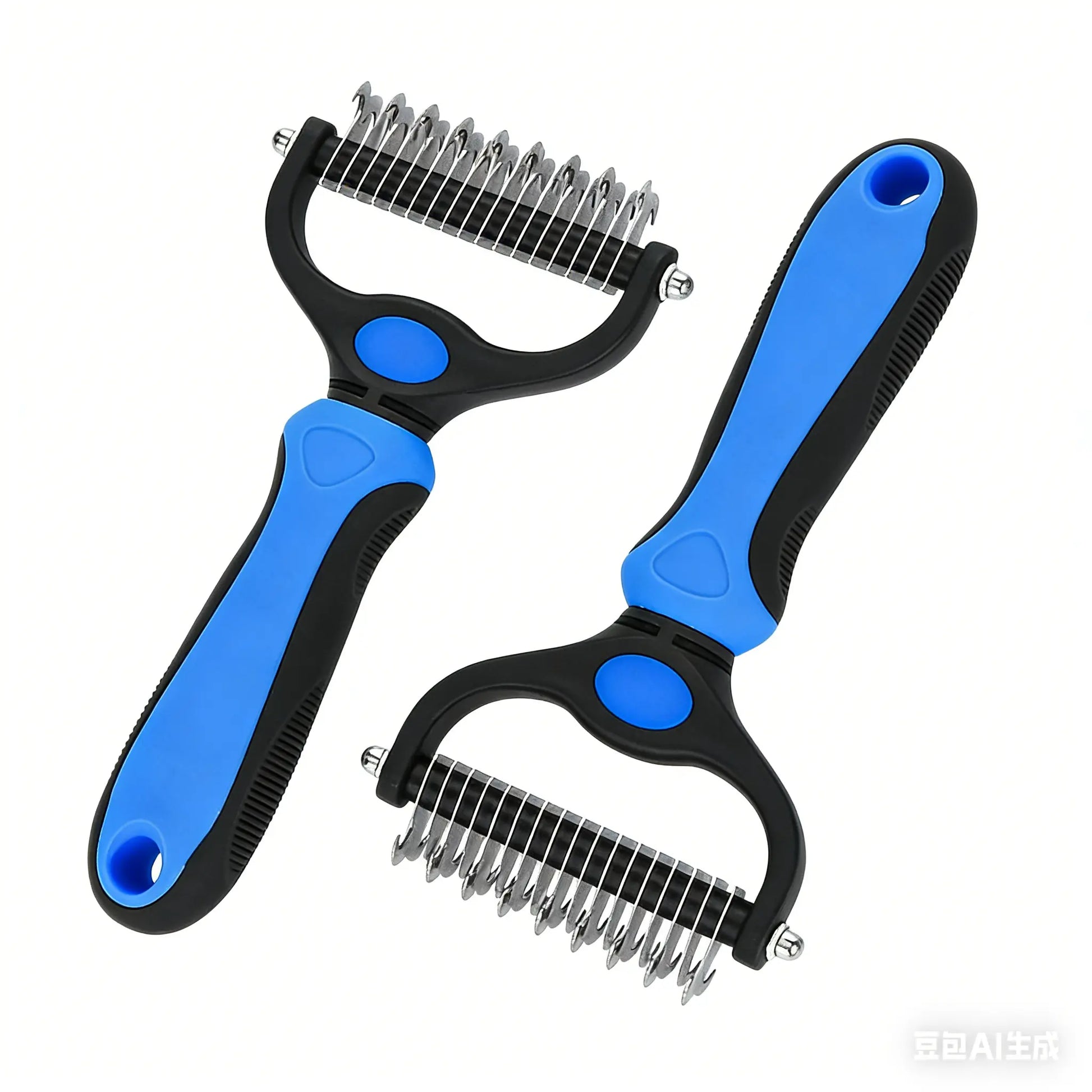 Pain-Free Dematting Undercoat Rake and Double-Sided Shedding Brush for Pets - Effective Tangle Removal Tool for Dogs and Cats, Reduces Loose Hair and Mats Effortlessly