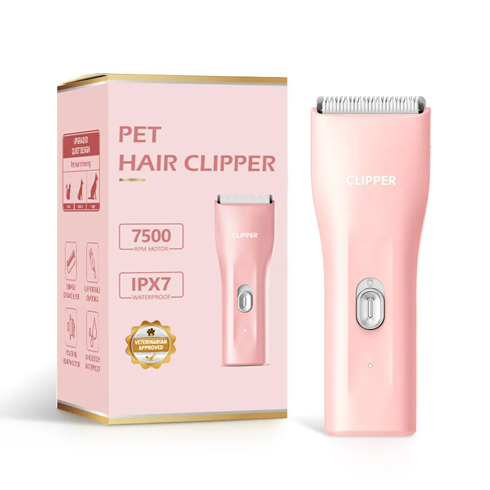 Professional Cordless Pet Clippers for Dog and Cat Grooming - Low Noise, Rechargeable, with Ceramic Blade for Matted and Long Hair