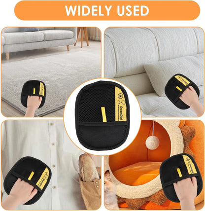 Pet Hair Remover Electrostatic Gloves - Two-Way Brush and Sticky Hair Removal Tool for Couches, Carpets, and Car Seats - Portable Grooming Solution for Home Cleaning (2 Pack)