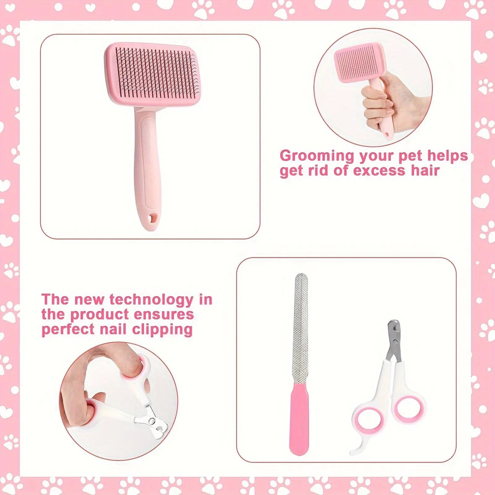 8-In-1 Professional Pet Grooming Kit for Dogs and Cats - Comprehensive Brush Set with Dematting Comb, Slicker Brush, and Nail Clipper for a Tangle-Free, Shiny Coat