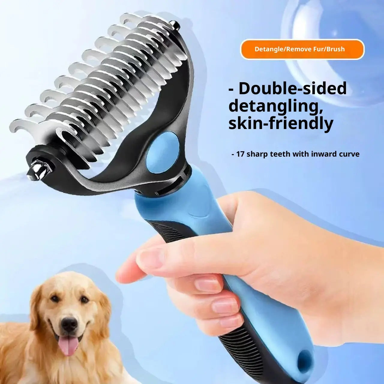 Pain-Free Dematting Undercoat Rake and Double-Sided Shedding Brush for Pets - Effective Tangle Removal Tool for Dogs and Cats, Reduces Loose Hair and Mats Effortlessly