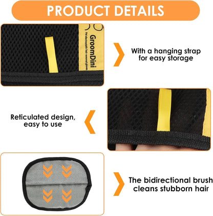 Pet Hair Remover Electrostatic Gloves - Two-Way Brush and Sticky Hair Removal Tool for Couches, Carpets, and Car Seats - Portable Grooming Solution for Home Cleaning (2 Pack)